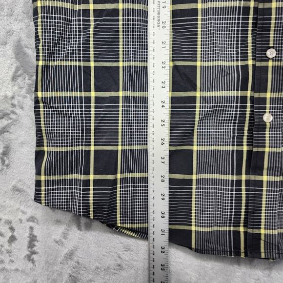Cinch Shirt Mens XL Black White Yellow Plaid Long Sleeve Flip Cuff Button Down - Picture 11 of 12